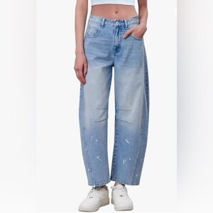 GREAIDEA Mid-Rise Barrel Jeans